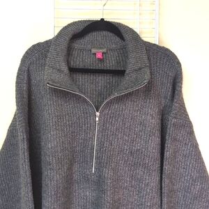 Vince Camuto XXL Women's Gray Ribbed 1/2 Zip Mock Neckline Sweater